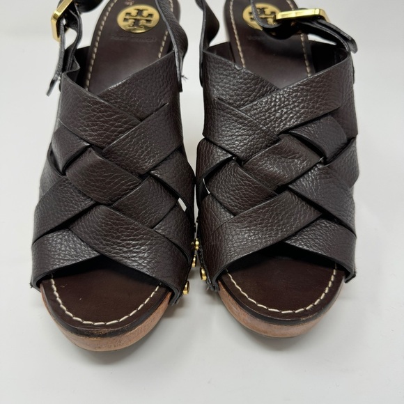 Tory Burch Wooden Platform Leather Studded Sandals - Picture 9 of 11